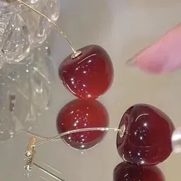 BEYTER Red Cherry Sterling Silver Contemporary Drop Earrings-image-91