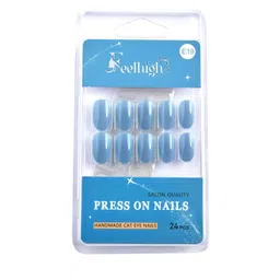 FEELHIGH Set Of 24 Press On Cat Eye Reusable Nails - E-19-6