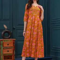 Da Vastraagaar Women Floral Printed Thread Work Anarkali Kurta-picture-22