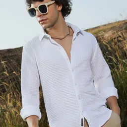 Campus Sutra Men Classic Textured Casual Shirts-image-85