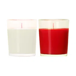 PEEPALCOMM White & Red 2 Pieces Pillar Candle-26