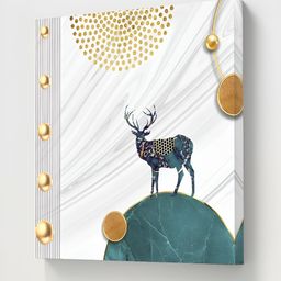 Livin'luxe White & Gold-Toned Deer Printed Canvas Wall Art-image-50