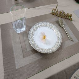 Good Vibes 6Pcs Brown & Grey Textured Anti-Skid Table Placemats-image-75