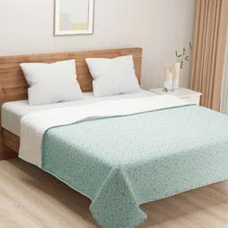 SWAYAM Ananda Green & White Geometric AC Room 150 GSM Pure Cotton Double Bed Comforter-image-68