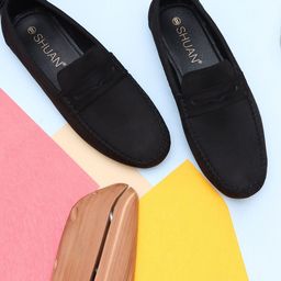 SHUAN Men Suede Loafers-38