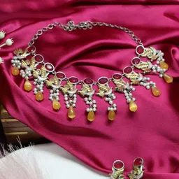 SIVA BY ANIKA Artificial Stones And Beaded Oxidised Necklace and Earrings-picture-24