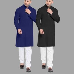 VS MALL Black Cotton Blend Kurta Sets-image-61