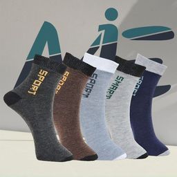 MJE Pack Of 5 Printed Mid Rise Ankle Length Socks-image-46