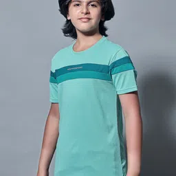 Technosport Boys Colourblocked Antimicrobial Applique Slim Fit T-shirt-image-71