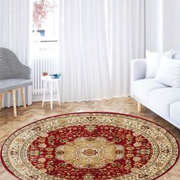 OBSESSIONS Maroon Ethnic Motifs Anti-Skid Polypropylene Carpet-18