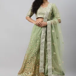 Fusionic Embellished Sequinned Semi-Stitched Lehenga & Blouse With Dupatta-16
