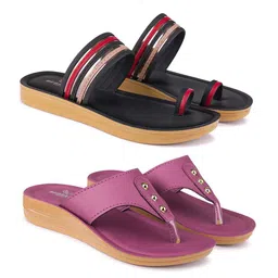 BERSACHEWomen Pack Of 2 One Toe Flats-14