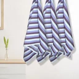 Athom Living Iris Violet & Blue 3 Pieces Striped Cotton 210 GSM Bath Towels-image-71