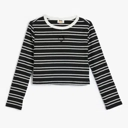 Koton Girls Striped Round Neck T-shirt-picture-47
