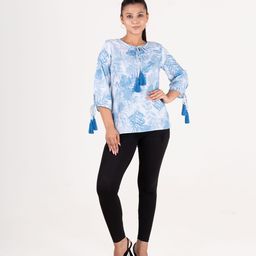 Moda Rapido Women Tropical Printed Tie-Up Neck Top-image-92