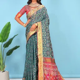 jayant creation Blue Silk Blend Patola Sarees-picture-9