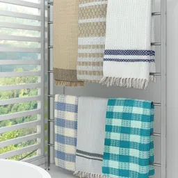Aura White & Beige 5 Printed Cotton 210 GSM Bath Towel-image-28