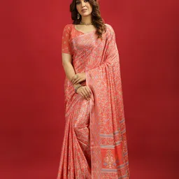 A.V.M. SILK MILLS Floral Pure Crepe Saree-image-80