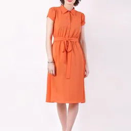 DELIS Puff Sleeve Georgette Fit & Flare Dress-image-36
