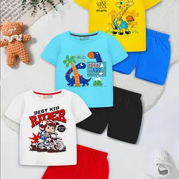YK X Trampoline Boys Pak Of 3 Printed T-shirt with Shorts-33