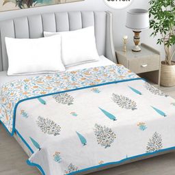 Myntra Elegant Homes Blue & White Floral AC Room 233 GSM Double Bed Dohar-image-92
