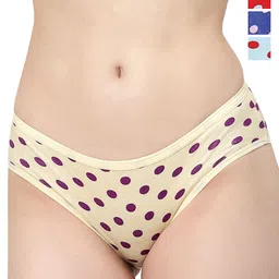 Docare Pack of 4 Printed Polka  Bikini Briefs YummyPanty-Yellow-Red-RoyalBlue-TBlue-image-93