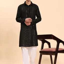 Pro-Ethic STYLE DEVELOPER Men Embroidered Regular Sequinned Kurta with Salwar image 2