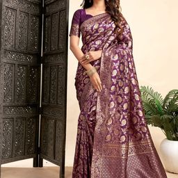 KALINI Woven Design Zari Silk Blend Banarasi Saree-image-77