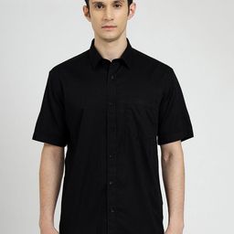 JADE BLUE Men Cutaway Collar Solid Cotton Tailored Fit Casual Shirt-image-25