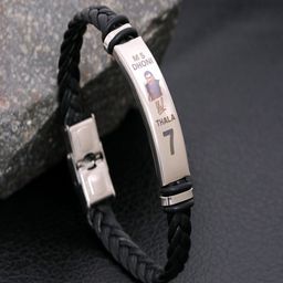 UNIVERSITY TRENDZ Men Leather Wraparound MS Dhoni Magnetic Clasp Bracelet-image-65