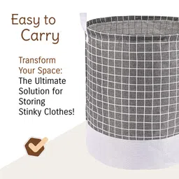 Kuber Industries 2-Pcs Grey & White Printed Foldable Cloth Basket With Handle - 43 L image 2