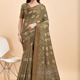 HERE&NOW Floral Zari Silk Blend Ready to Wear Saree-picture-6