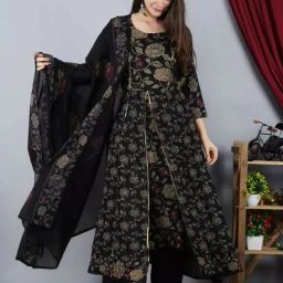 Women Viscose Rayon Kurta Palazzo Set-image-80