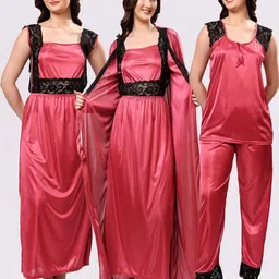 NIGHT KEYS Solid Short Sleeves Maxi Sweat Nightdress-picture-29