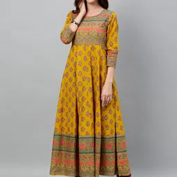 CHIRAAI Ethnic Motifs Printed Cotton Anarkali Kurta-picture-20