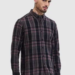 Snitch Men Smart Slim Fit Button-Down Collar Tartan Checked Cotton Casual Shirt-image-96