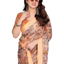 Moda Rapido Orange Floral Poly Georgette Designer Saree-picture-13
