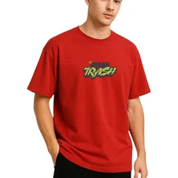 GLOBAL NOMAD Typography Printed Drop-Shoulder Sleeves Pure Cotton Oversized T-shirt-image-79