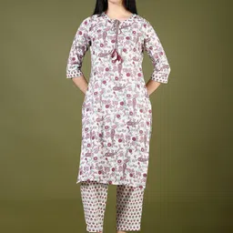 V-Mart Women Ethnic Motifs Printed Regular Pure Cotton Kurta with Palazzos-2