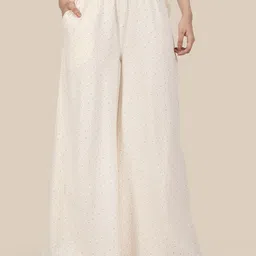 Esplendido Star Printed Pure Cotton Mid-Rise Wide-Leg Lounge Pants-picture-1
