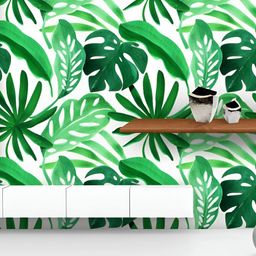 ArtzFolio Printed UV-Resistant Anti-Bacterial Watercolor Tropical LeavesPeel & Stick Wallpaper-image-38