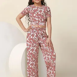 YK Girls Printed Top with Trousers-image-86