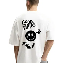 Fashnobic Good Times Typography Printed Round Neck Oversized Cotton T-shirt-image-18
