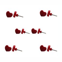 Indianshelf 6Pcs Red & Black Textured Resin Heart Knobs-17