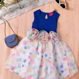 pspeaches Girls Polka Dots Printed Fit & Flare Dress-image-56