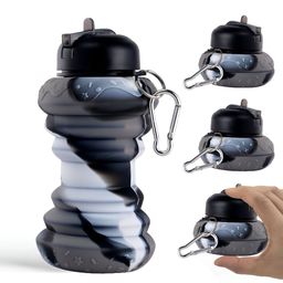 Aura Black & White Set of 4 Plastic Printed Smart Vacuum Water Bottle-19