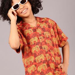 V-Mart Boys Conversational Printed Cuban Collar Casual Shirt-image-11