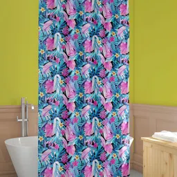 ArtzFolio Blue & Pink Floral Printed Waterproof Shower Curtain-image-48