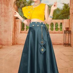 LIZUL Girls Mirror Work Ready to Wear Lehenga &-image-76