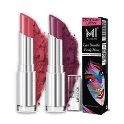 MI FASHION Set Of 2 Creamy Matte Long Lasting Lipstick - 3.5 g Deep Rose - Wine Burgundy-13